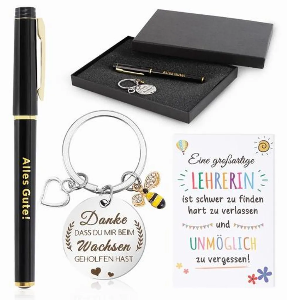 Cadeau pour Professeur Porte-clés Cœur et Stylo Utile au Quotidien