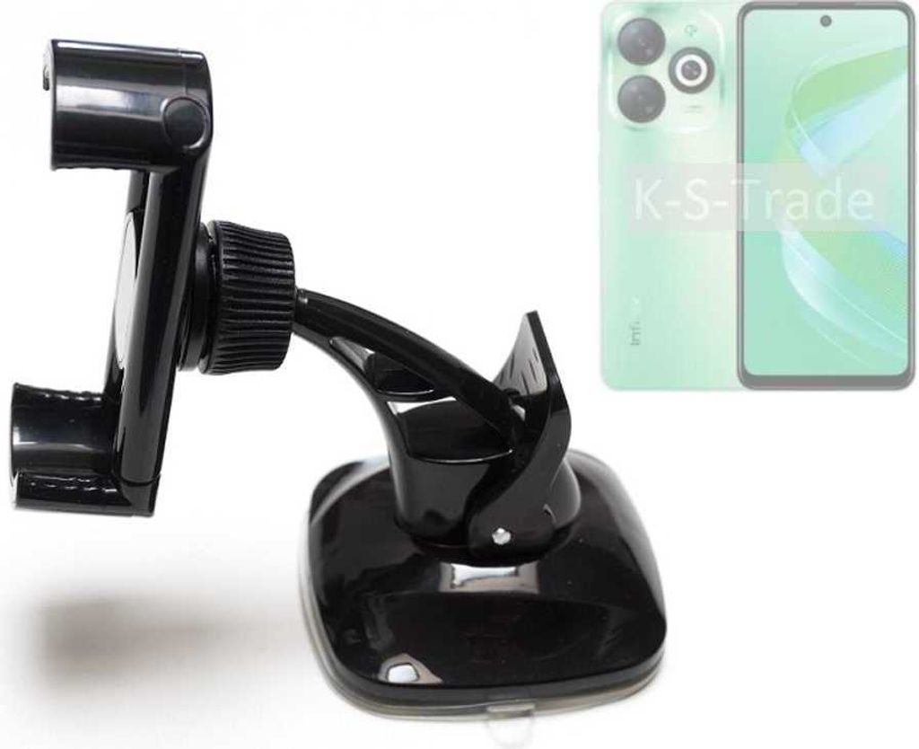 K-S-Trade kompakte Handy-Halterung Windschutzscheibe kompatibel mit Infinix Smart 9 Armaturenbrett schwarz Autohalterung KFZ Halter Scheiben-Halterung