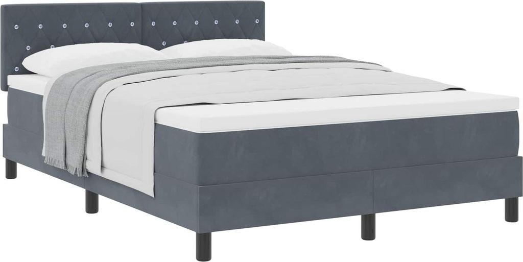 Boxspringbett mit Matratze Dunkelgrau 160 x 200 cm Samt