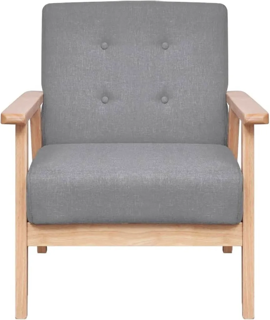 vidaXL Fauteuil gris clair en tissu capitonné design scandinave salon