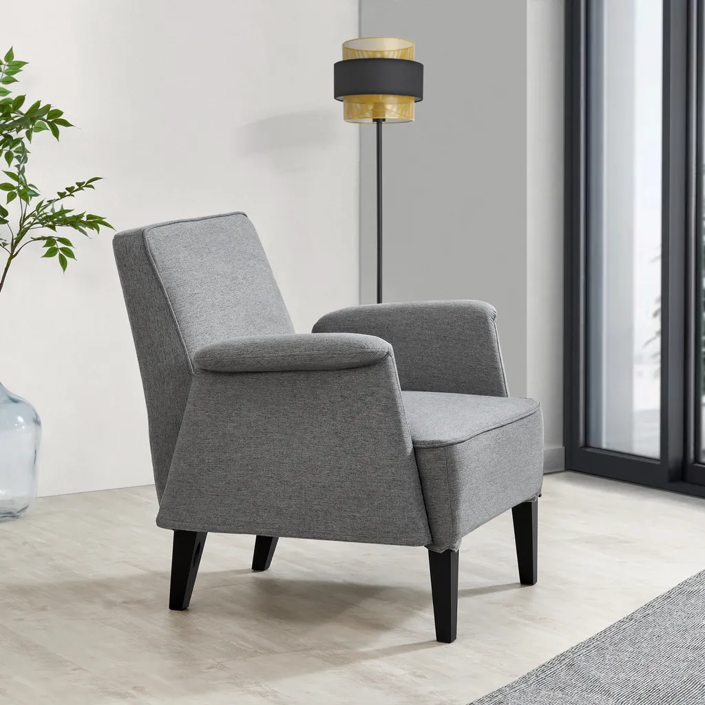 Fauteuil rembourré Diespeck en bois 82 x 79 x 77 cm gris anthracite