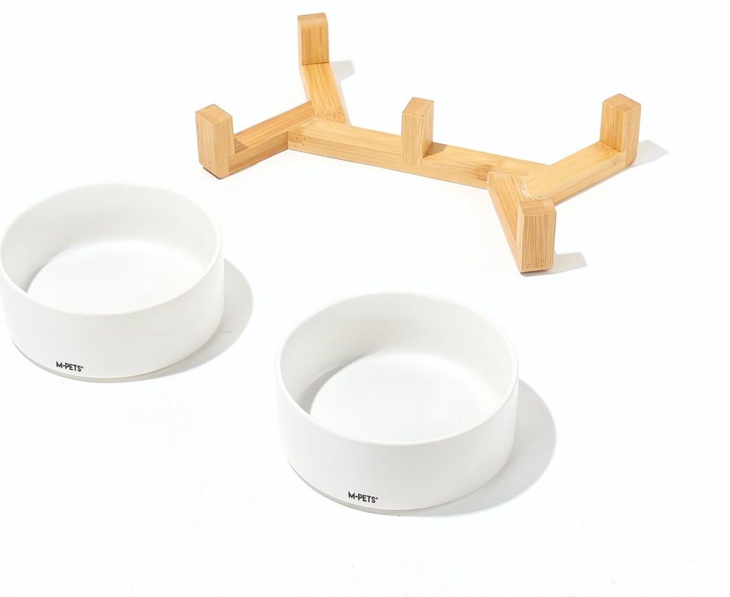 M-Pets Opera Keramikschalen mit Bambussockel 2 × 850 ml weiß