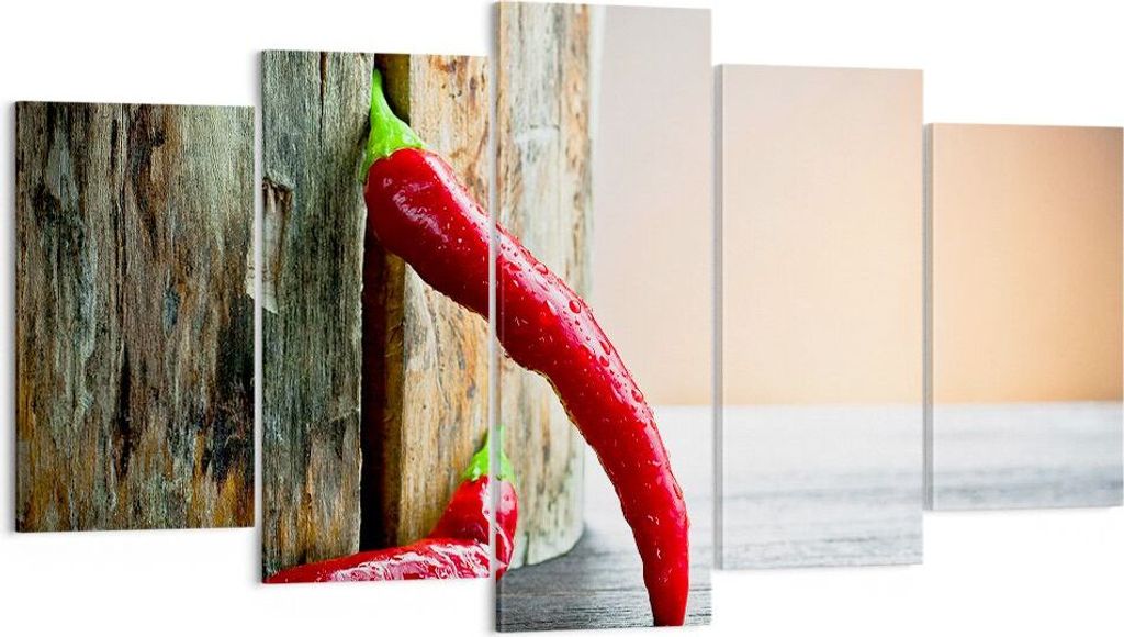 Bild auf Leinwand - Leinwandbild - Chili Gewürz Gemüse - 160x85cm - Wand Bild - Wanddeko - Leinwanddruck - Bilder - Kunstdruck - Wanddekoration -...