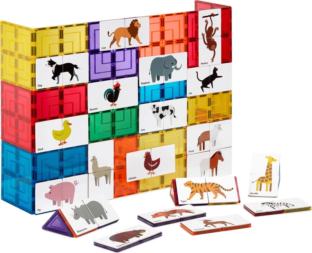 Jeu de Construction Magnétique Puzzle Animaux pour Enfant 40 Pièces