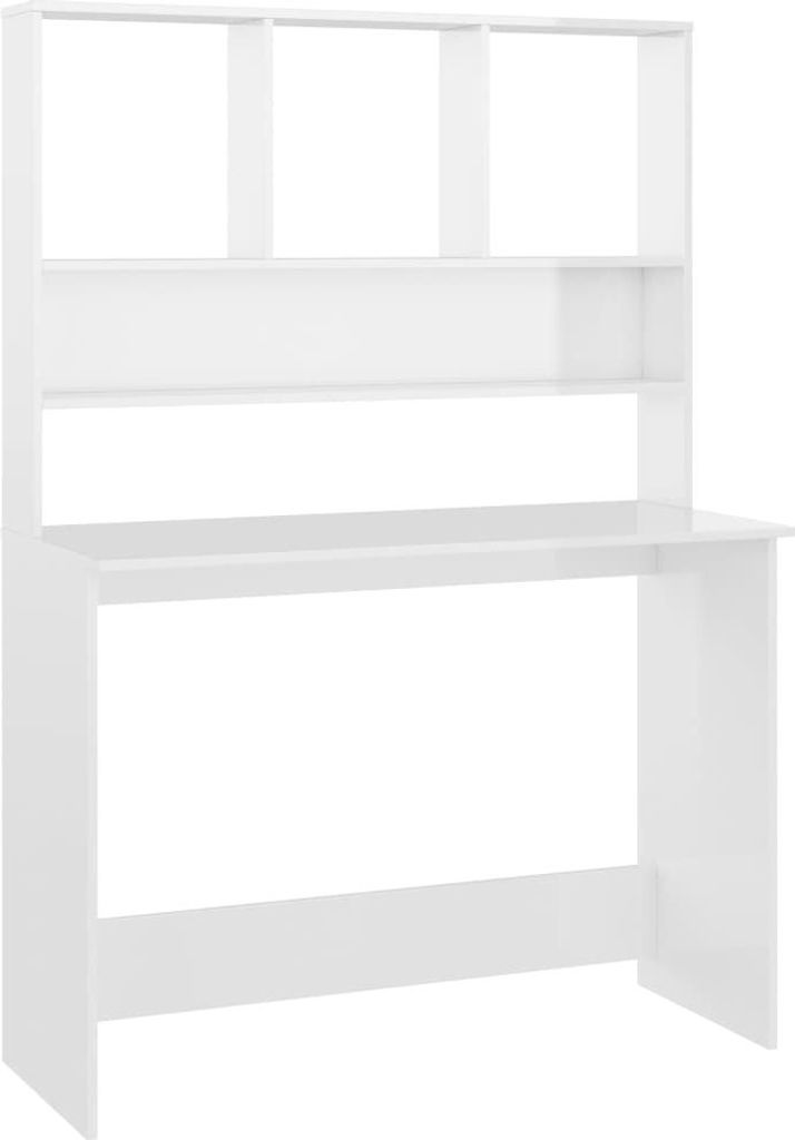 vidaXL Schreibtisch mit Regalen Hochglanz-Weiß 110x45x157 Produktbild 