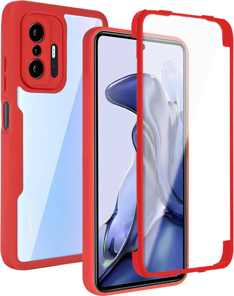 Cover 360 Xiaomi 11T Pro Rosso - Protezione Integrale Schermo e Scocca