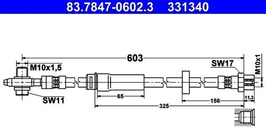 Flexible de frein ATE 83.7847-0602.3 pour Passat CC et OE 3C0611701B