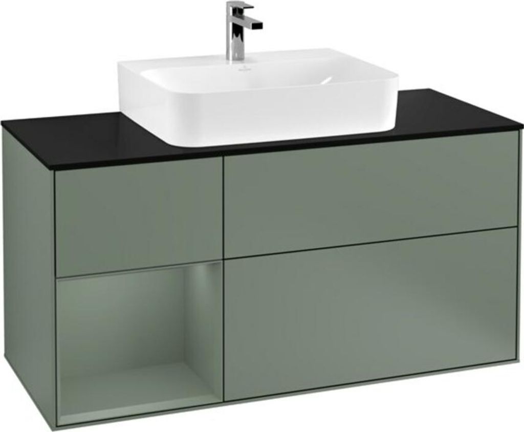 V&B Waschtischunterschrank Wandbeleuchtung Finion 120cm, Pl b m, Rg l Ol m Lac, Oli. m Lac
