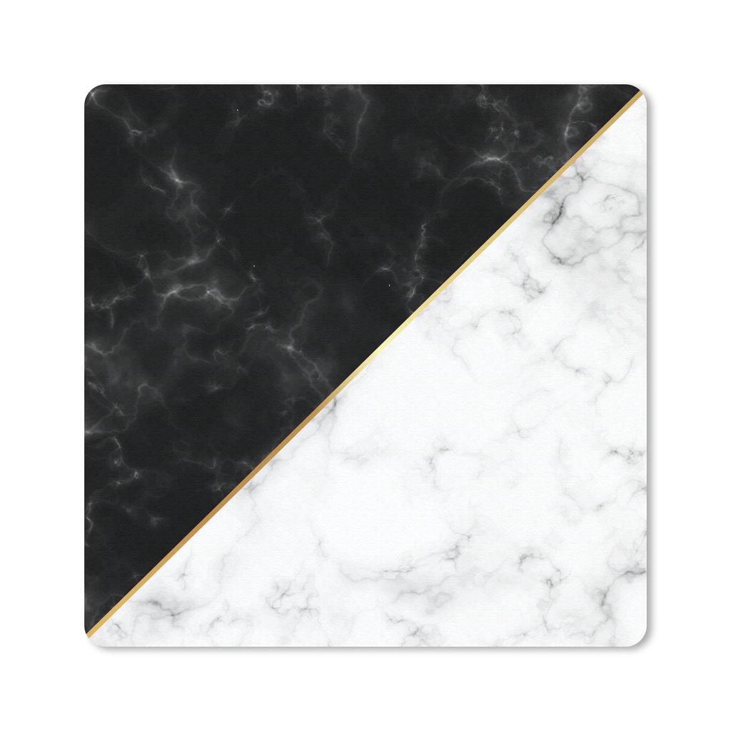MuchoWow Mauspad Mousepad Marmor - Weiß - Schwarz - Gold 30x30 cm - Mousepads - Maus Mat - Pad - Mausunterlage - Gaming