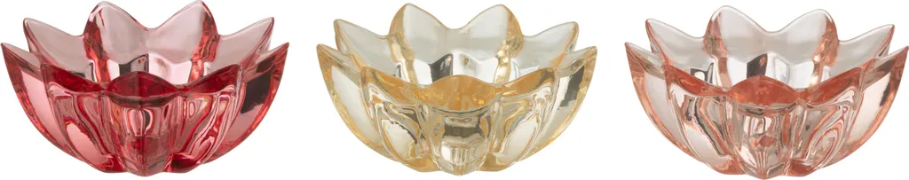 J-Line Bougeoir Fleur Chaud Verre Mix 3 Assortis - Déco Table Élégante