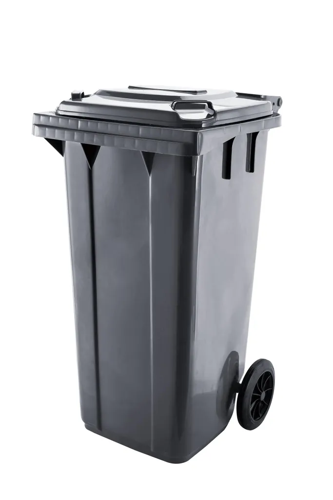 Finis les sacs lourds avec cette poubelle 100L roulante grise 81cm