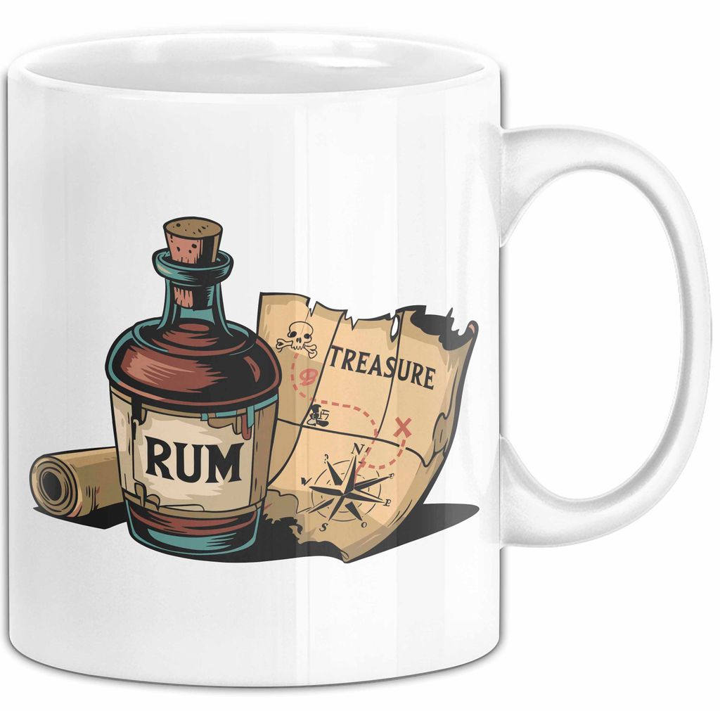 Rum Fan Tasse Geschenkidee für Piraten Spirituosen Liebhaber (Weiß)