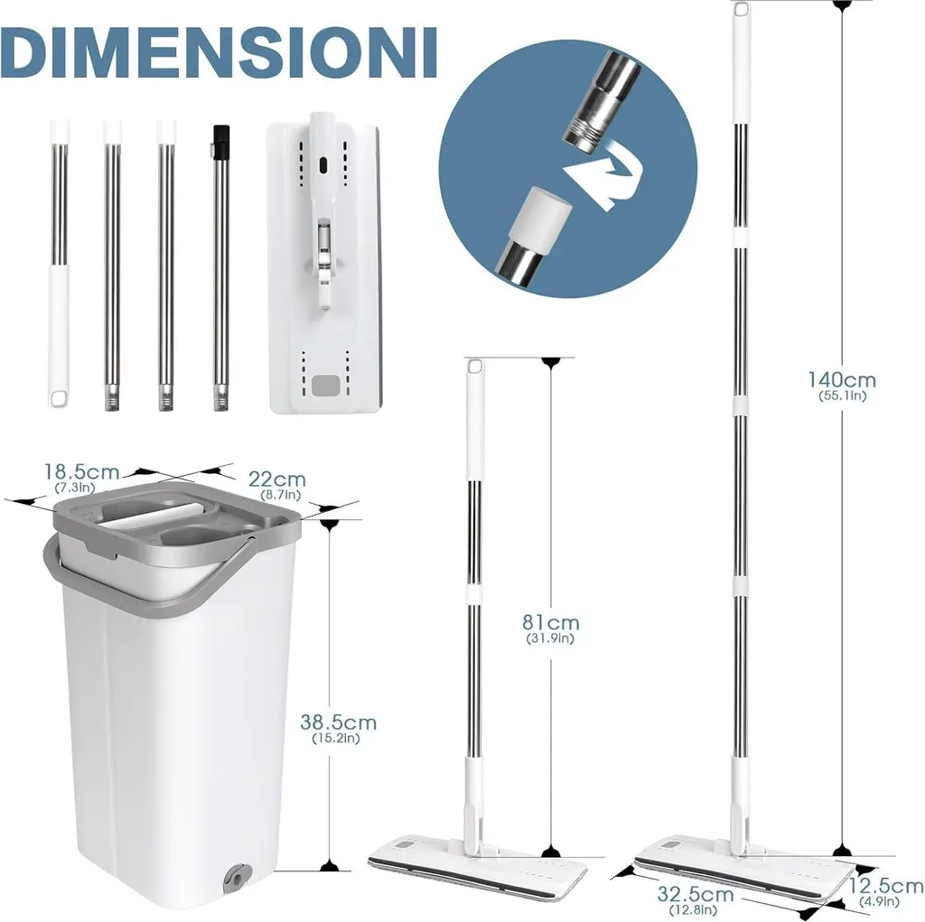 Kit de lavage de sol Masthome avec seau essoreur et 10 microfibres