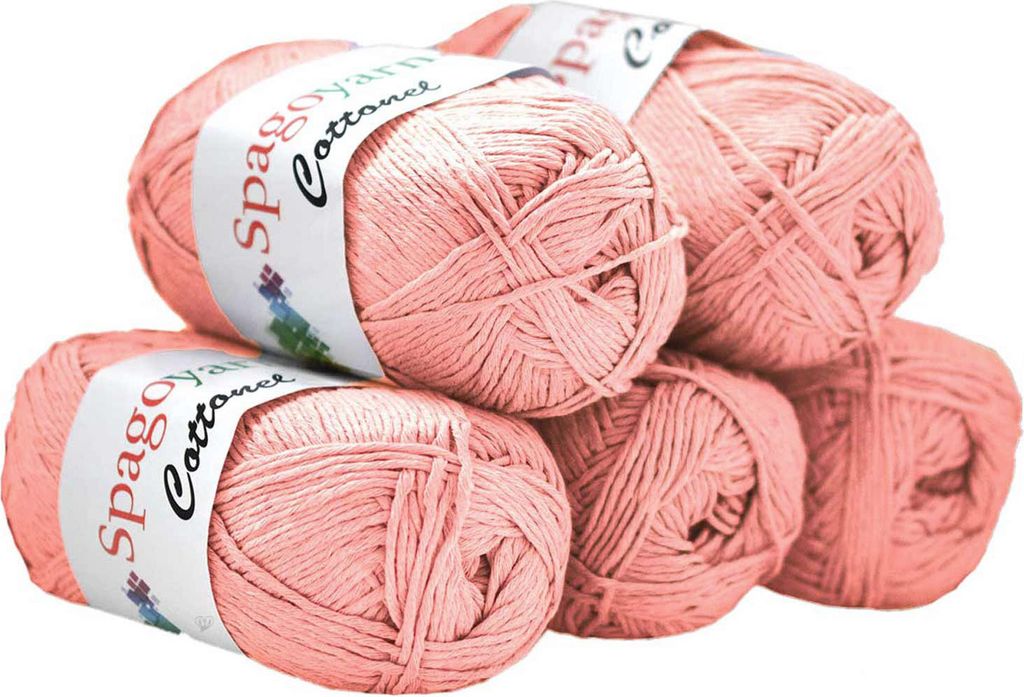 Strickgarn Baumwolleel Uni 5 x 100g Häkelgarn Strickwolle Handstrickgarn Farbwahl, Farbe:pastellrosa