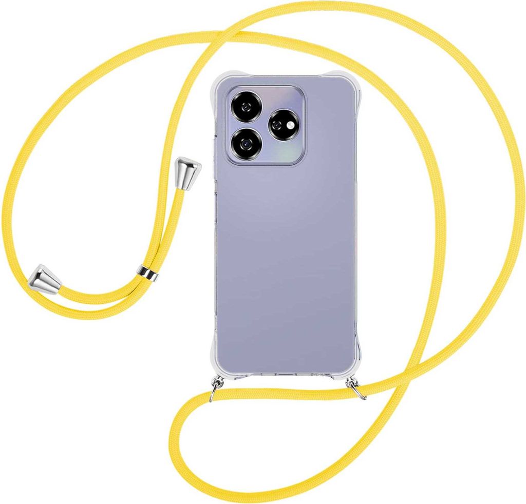 Handykette Backcover-Schutzhülle mit Band (Metall silberfarben) für ZTE Axon 60 4G/Blade V60 4G - gelb