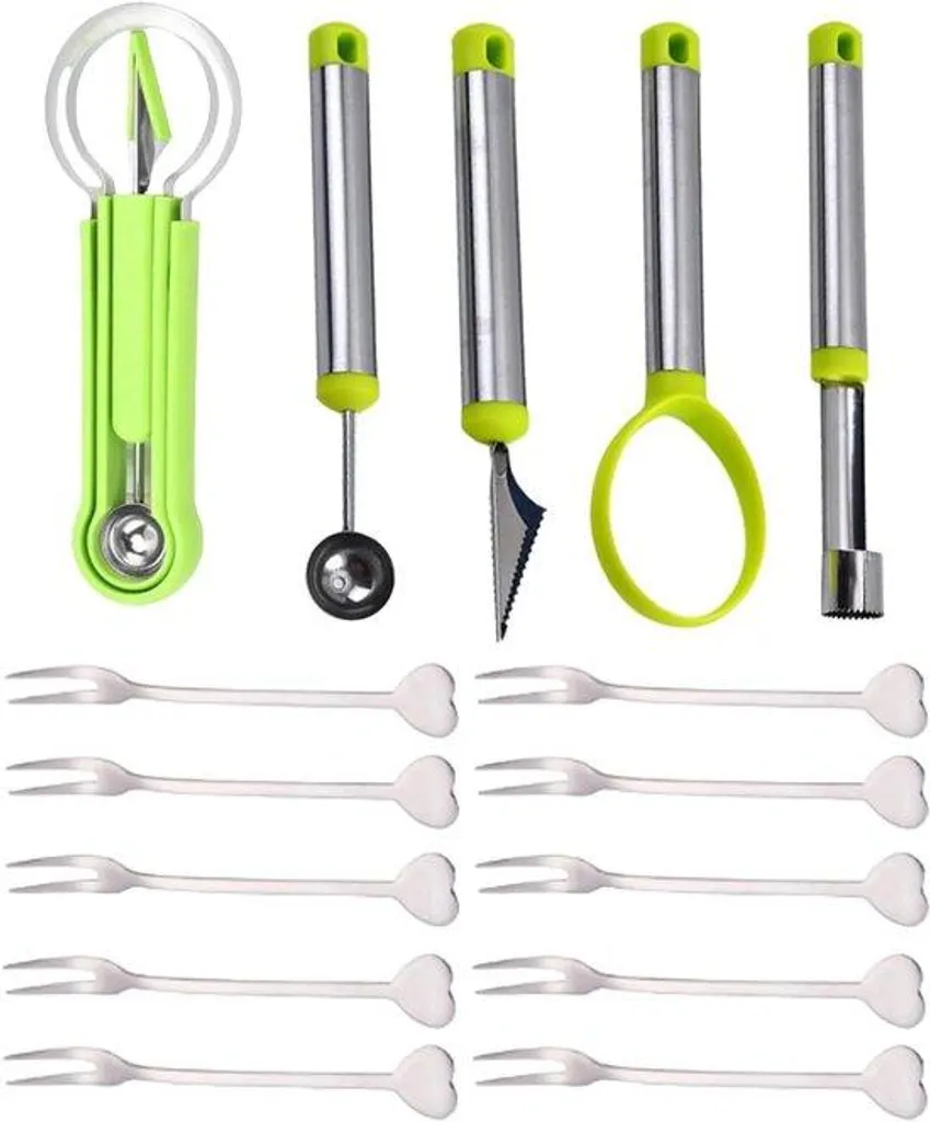 Coupe-fruits pour salades d'été rapides | Kit 15 pièces en acier
