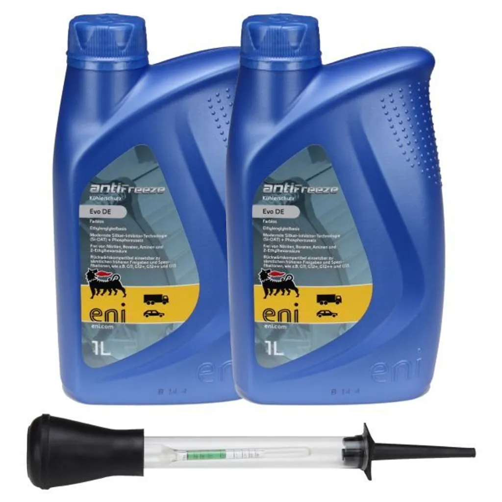 Eni Antifreeze EVO DE Antigel Radiateur -36°C Incolore 2x1L avec Testeur