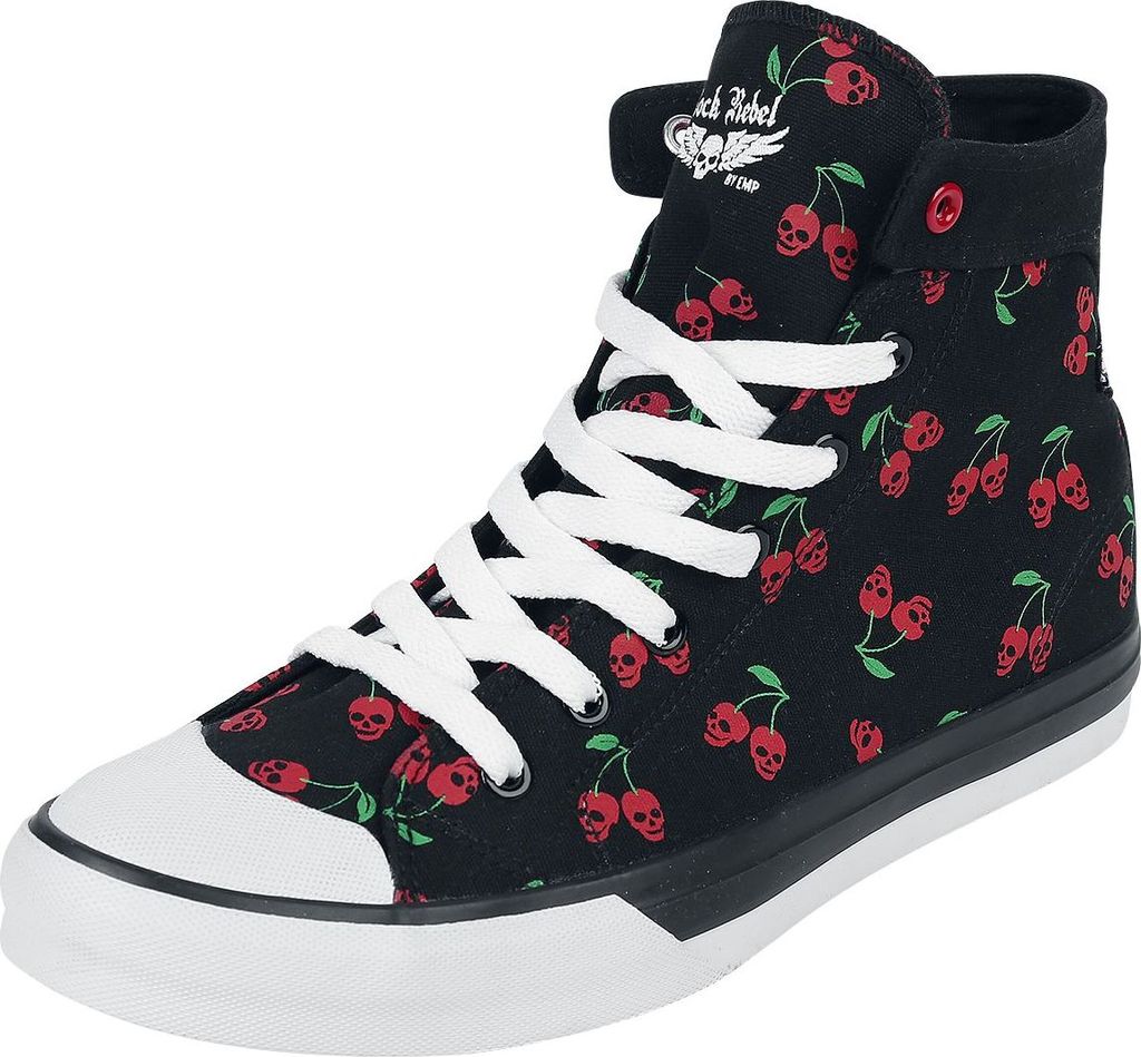 Rock Rebel by EMP Damen schwarze Sneaker mit Kirschen-Print EU39