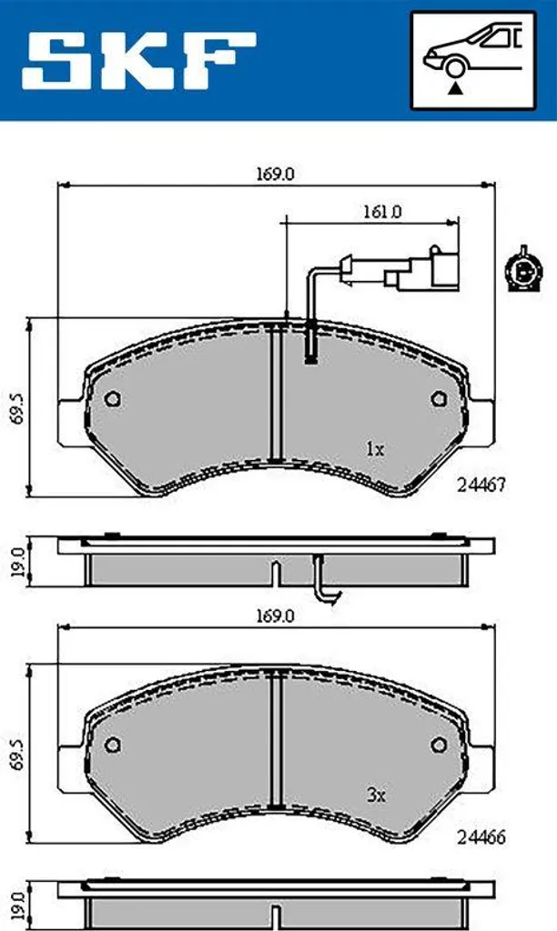 Plaquettes de Frein SKF VKBP80210E contre Sifflements Jumper et Ducato