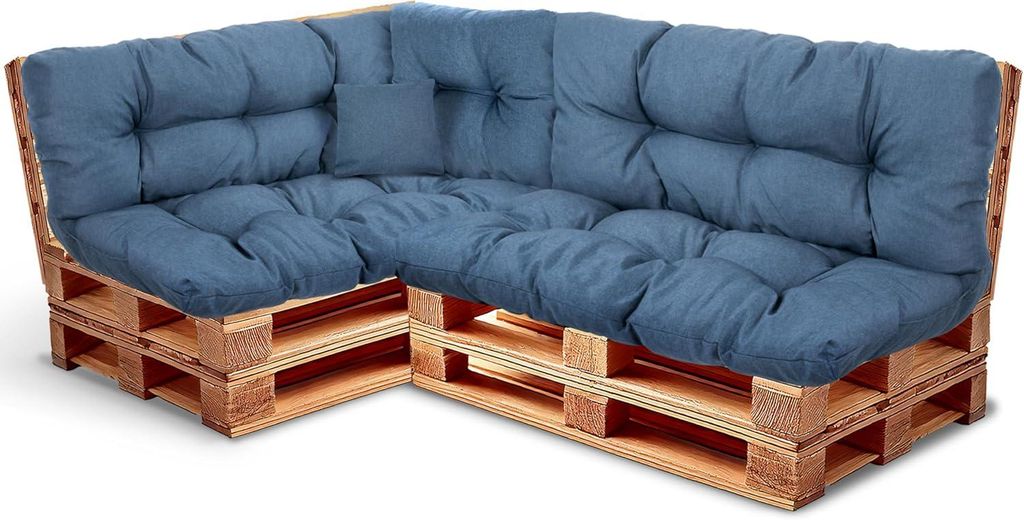 Best Wool rückenlehne für palettenkissen set, wetterfestes europaletten polster mit Polyurethanflockfüllung – dunkelblau 2×120x40, 2×120x80,...