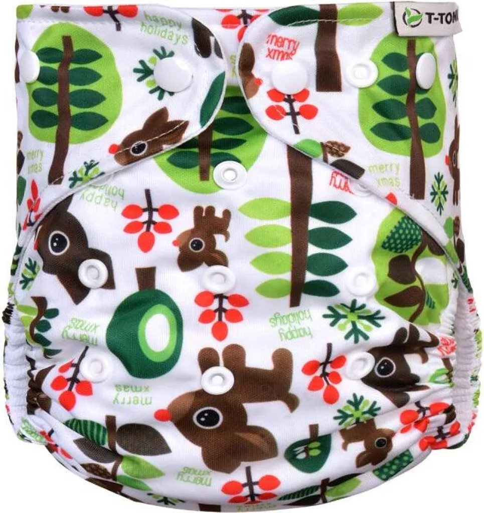 Couche à poche T-TOMI Trees avec boutons-pression pour bébé ajustable