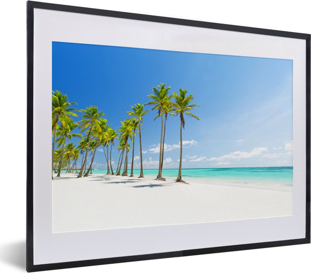 MuchoWow Gerahmtes Poster Tropisch - Strand - Palme 40x30 cm - Poster mit Schwarzem Bilderrahmen Wandposter Rahmen Foto Bilder - Bilderrahmen - P...