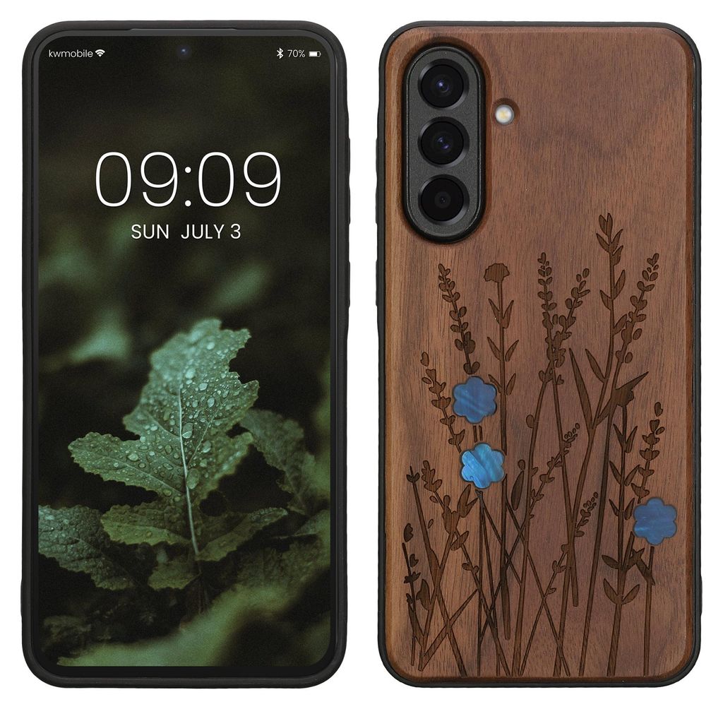 kwmobile Handyhülle für Samsung Galaxy A56 5G Hülle Holz - Case mit TPU Bumper - Stoßfestes Hardcase - Schutzhülle Cover in Dunkelbraun
