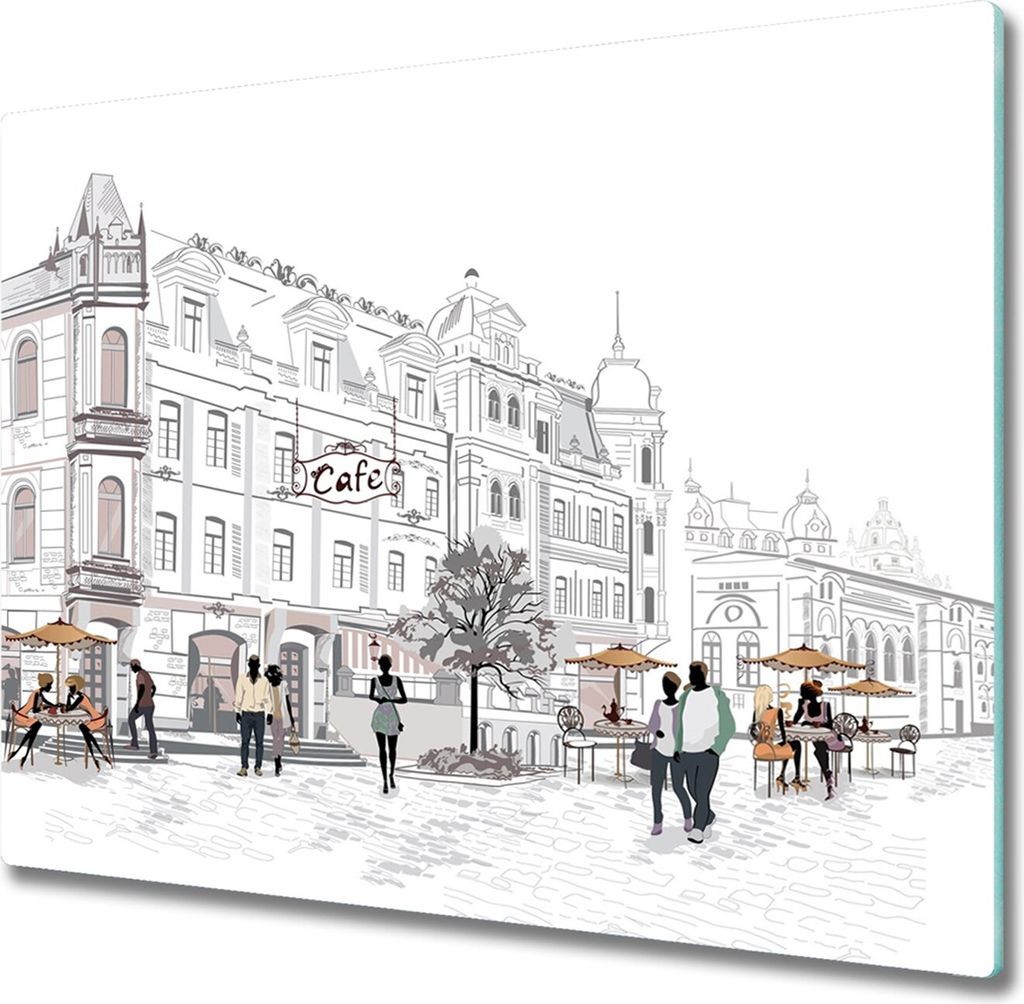 Glas Herdabdeckplatte 60x52 cm Spritzschutz Glasabdeckplatte Schneidebrett Altstadt