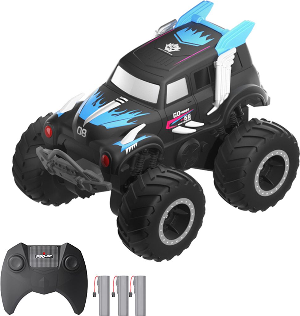 Ferngesteuertes Stunt-Auto, 2,4 GHz 4WD, beidseitiges Fahren, amphibisches Gelaendefahrzeug, All-Terrain-Land-/Wasserboot mit 3 Batterien, Geschenk...
