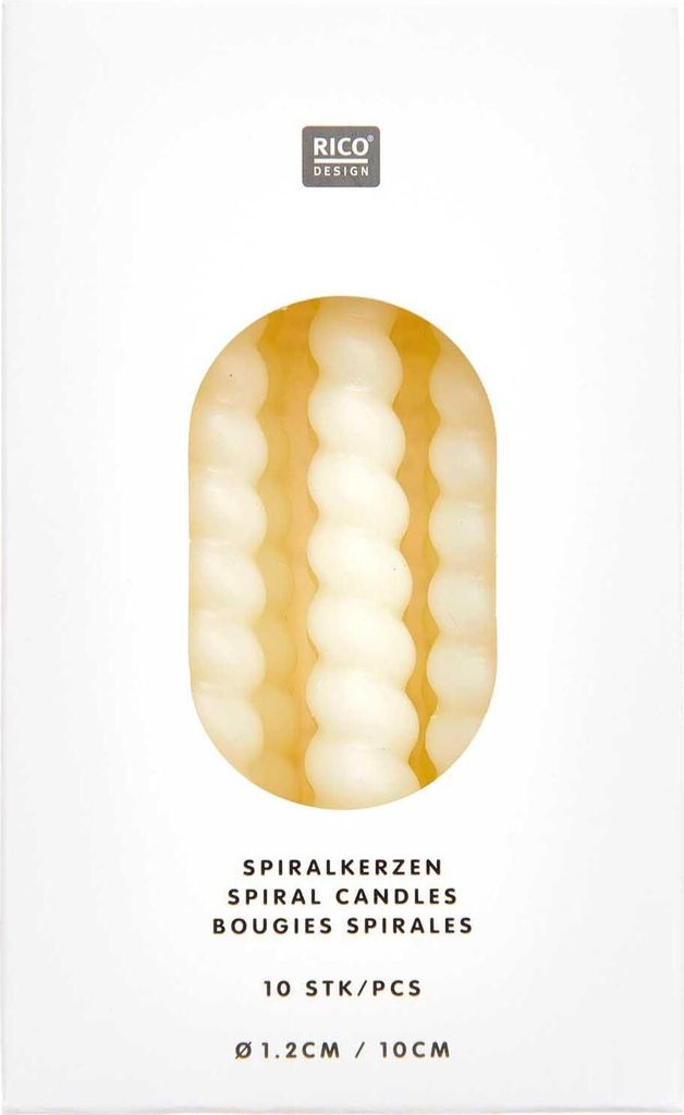 Spiralkerzen, Eierschale, 10 Stk, Ø 1,2 cm x 10 cm hoch