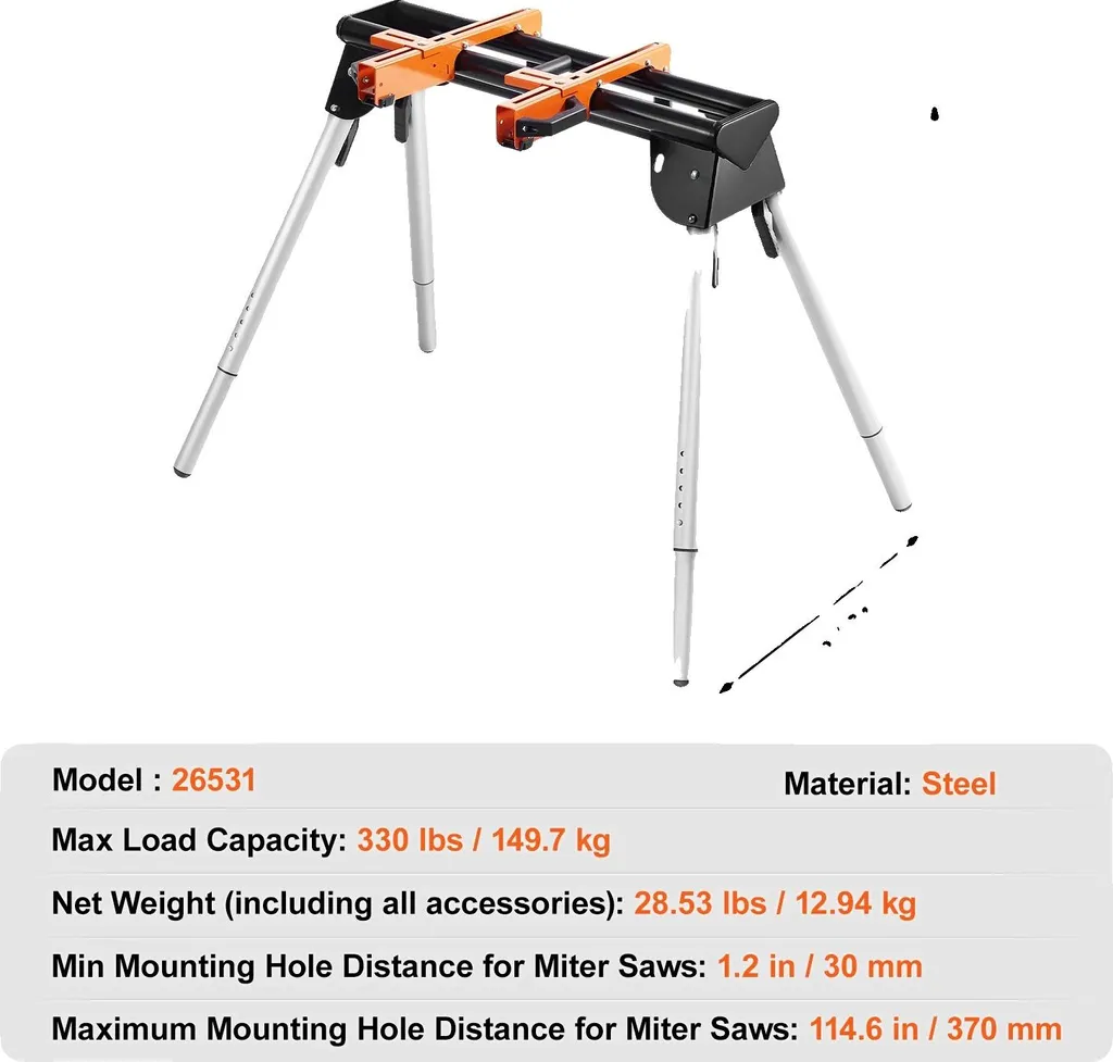 Support de scie à onglet universel en acier robuste - Modèle 36 pouces