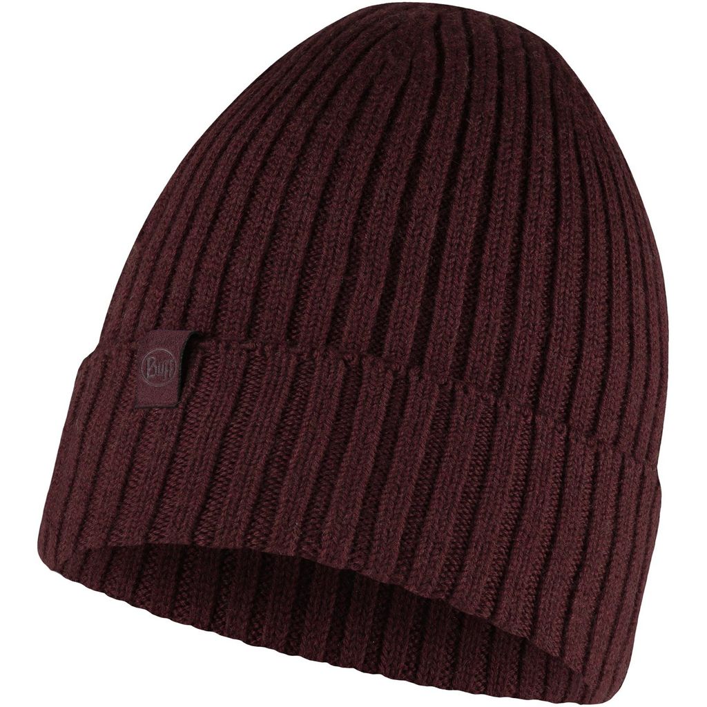 Buff Norval Merino Strickmütze maroon