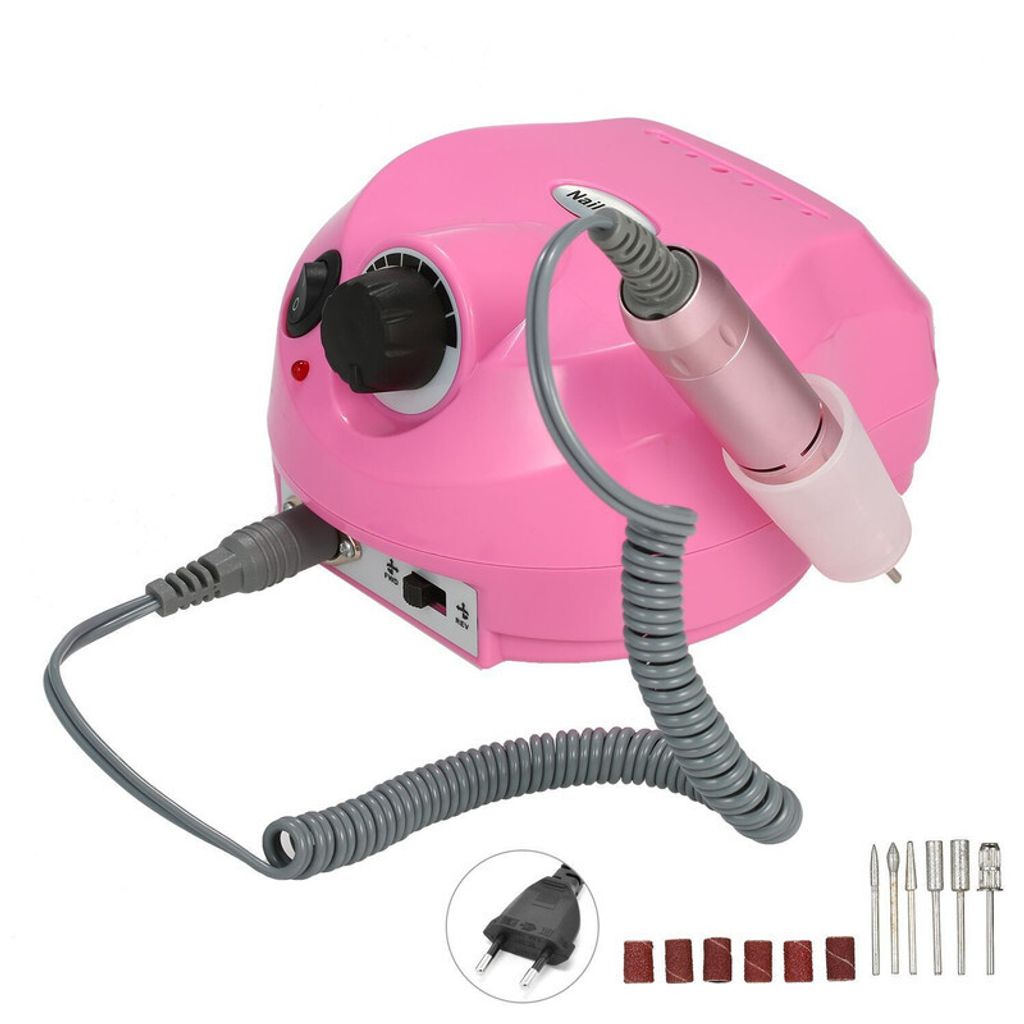 (Rosa)Elektrische Nagelfräser Schleifband Einstellbar Nagelfeile Maniküre-Pediküre-Set 30000u/Min mit 6 Schleifköpfe Schleifband und Fräsm...