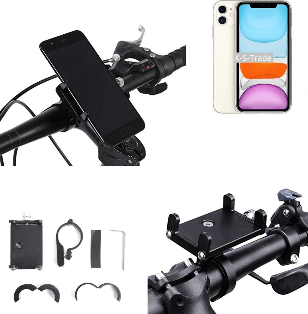K-S-Trade Handyhalterung für das Fahrrad kompatibel mit Apple iPhone 11 Halter Lenkstange Fahrradhalterung Motorrad Bike Mount Befestigung Smartphone