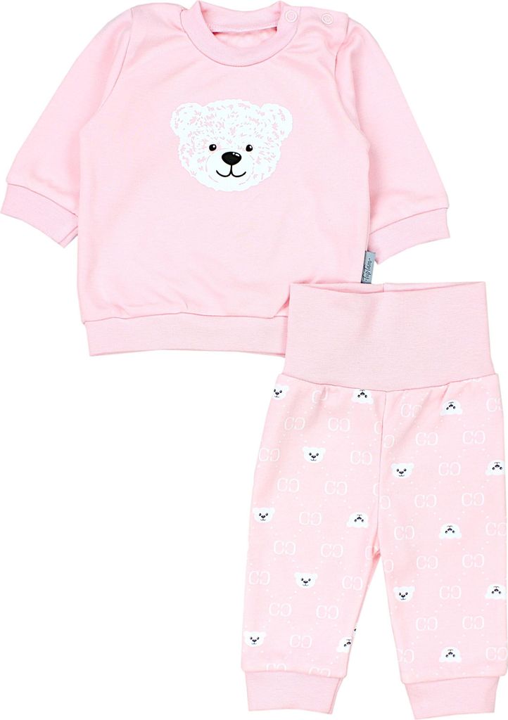 TupTam Baby Mädchen Outfit Langarmshirt mit Print Spruch Babyhose Babykleidung 2teilig, Farbe: Bärchen Rosa Weiß Apricot, Größe: 56
