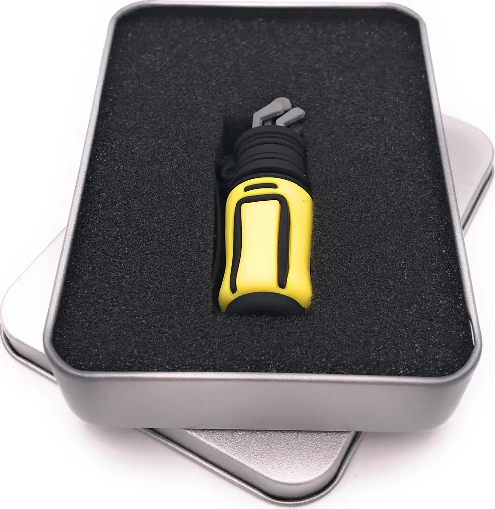 Cadeau pour Golfeur : Clé USB 64 Go Sac de Golf Jaune 3.0 en Boîte Alu