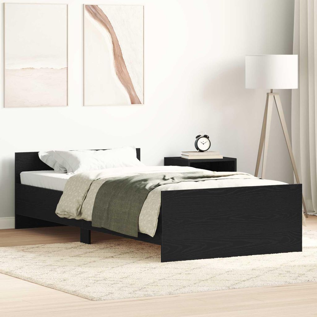 Maison Exclusive - Bettgestell mit Kopfteil Schwarze Eiche 80 x 200 cm