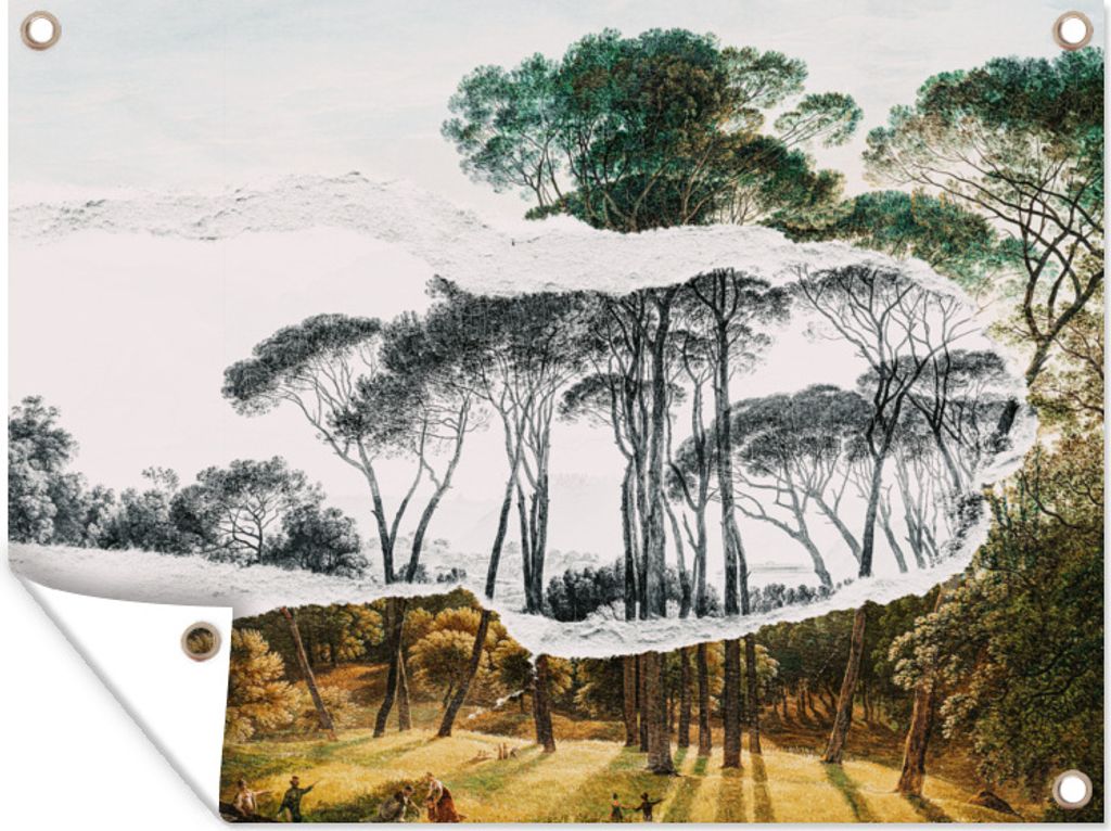 MuchoWow 120x90 cm Outdoor-Poster Gartendeko Sichtschutz Garten Poster für den Garten Italienische Landschaft Schirmkiefern - Kunst - Hendrik V...