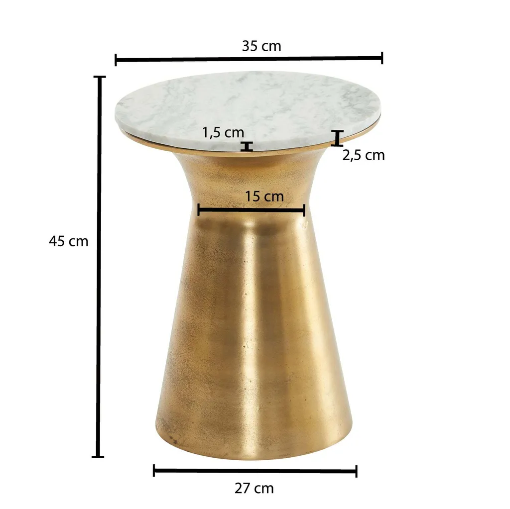 Bout de canapé moderne marbre et doré Rootz - Table basse pour studio
