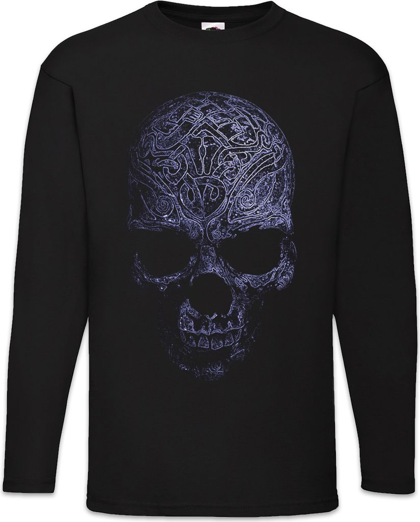Urban Backwoods Ornament Skull II, Langarm T-Shirt, Farbe: Schwarz, Größe: 2XL