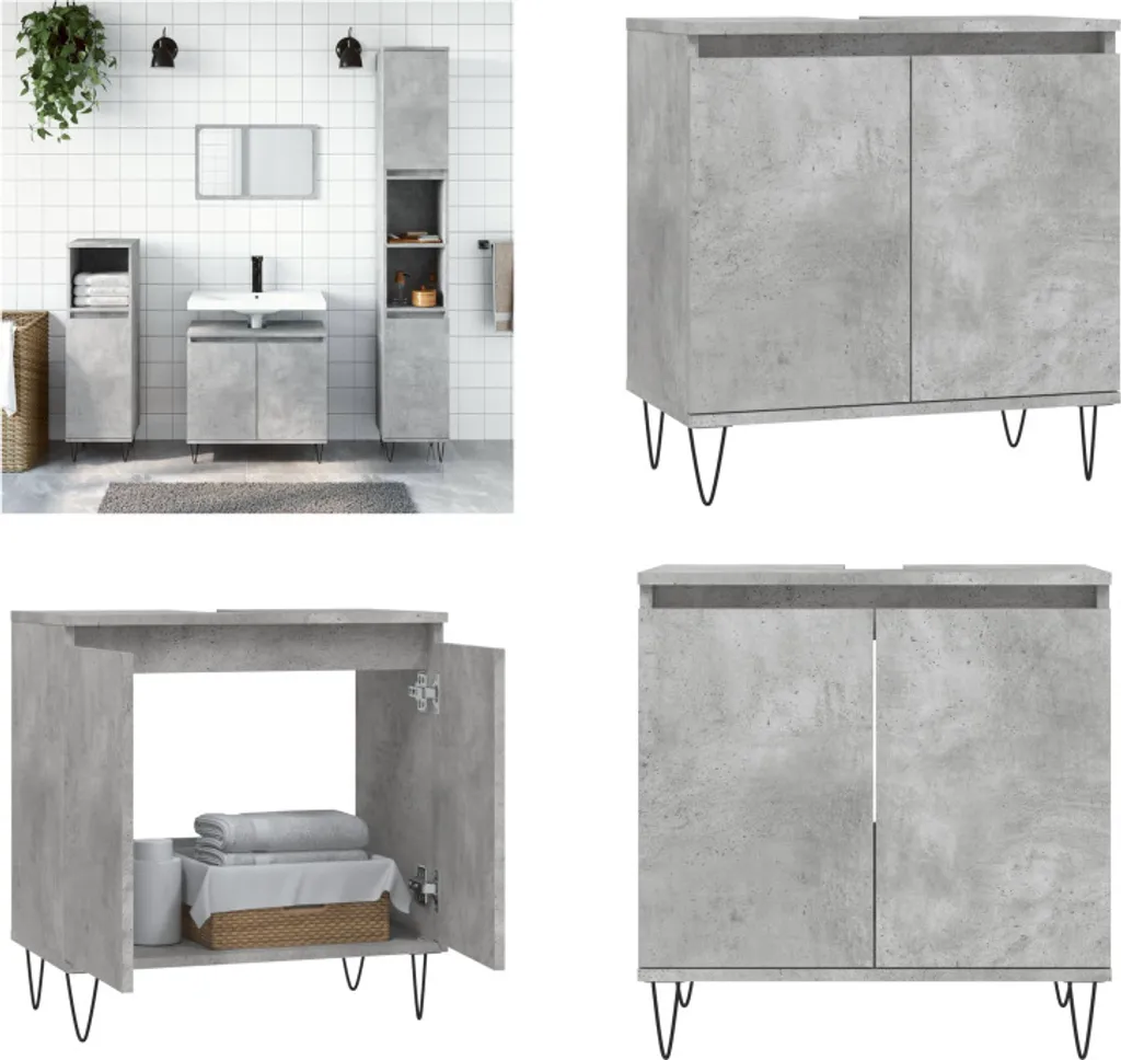 Mobile Sottolavabo vidaXL Grigio Cemento 58x33x60cm - Legno e Ferro