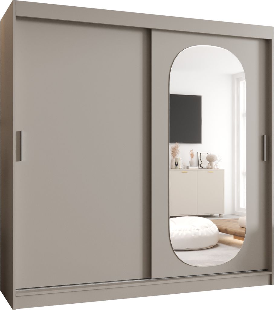 MEBLE KRYSPOL ROYAL 200 Kleiderschrank mit zwei Schiebetüren für Schlafzimmer – moderner Aufbewahrungsschrank mit Kleiderstange und Regalen –...