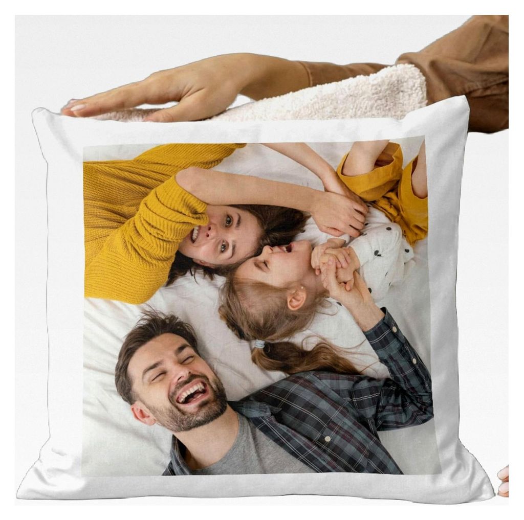 Kissen mit Foto - personalisiert mit eigenem Bild - Kopfkissen mit Foto - individuelles Sofakissen | Geschenk, Weihnachten, Verlobung (Quadratisch)