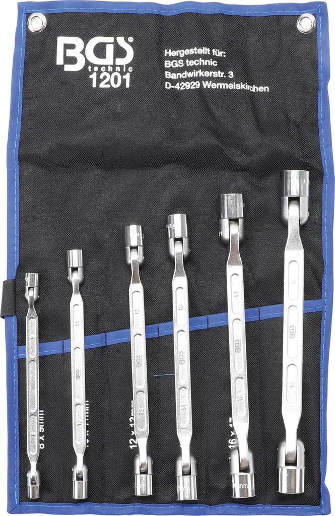 Coffret de clés mixtes articulées à cliquet 6 pièces pour atelier auto
