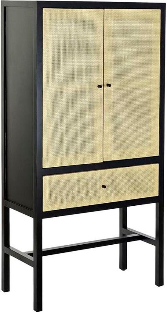 DKD Home Decor Schrank 80 x 38 x 160 cm Schwarz Natur Fichte