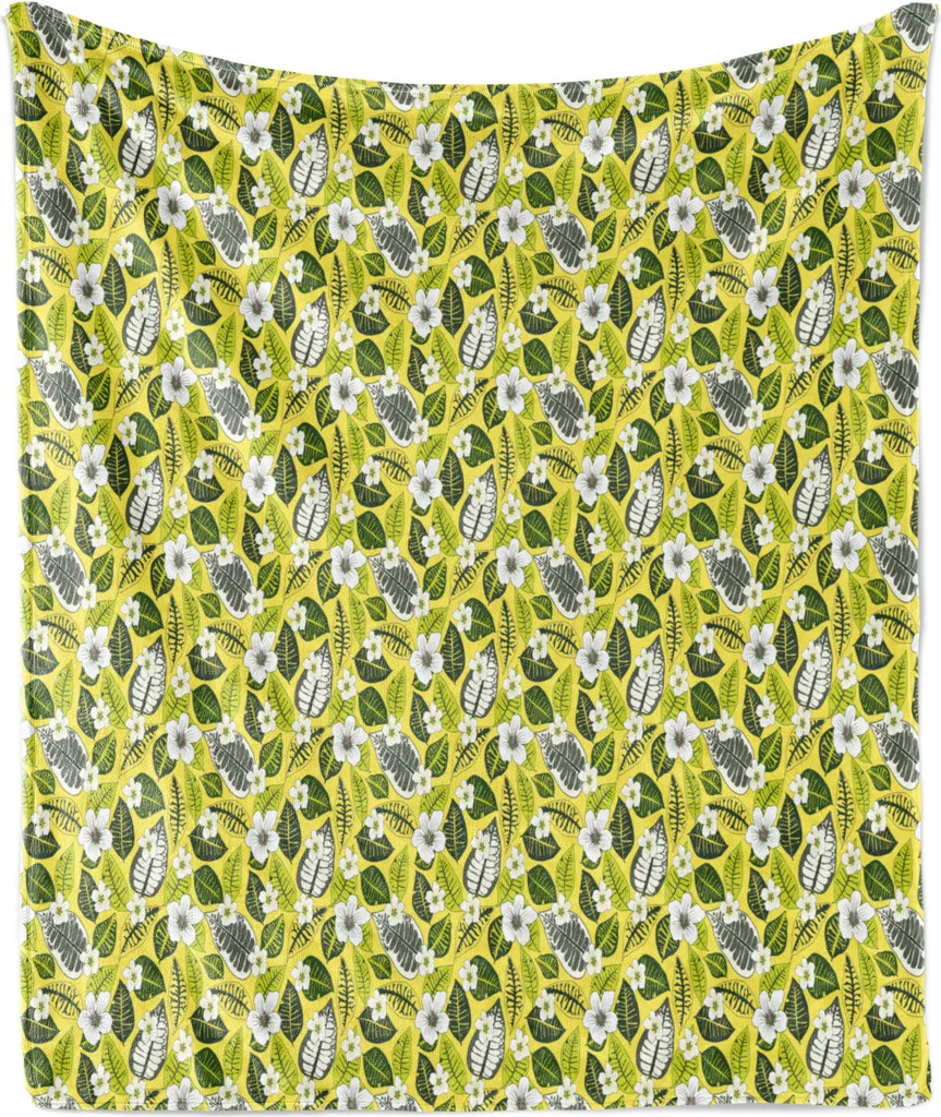 Plaid Hawaii ABAKUHAUS 175x230 | Arredo Tropicale Giallo e Verde