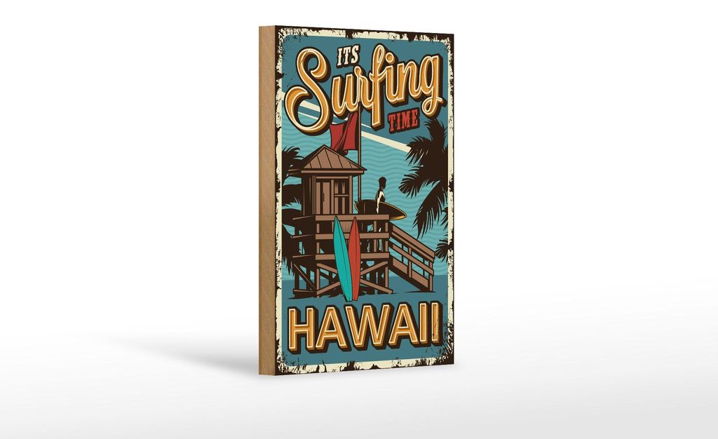 Holzschild Hawaii 12x18cm it ́s Surfing time