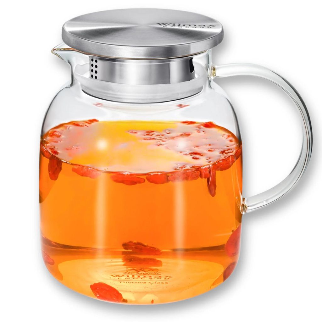 Wilmax Karaffe 1000 ml Thermoglas mit Edelstahl Deckel Transparent WL-888213/A