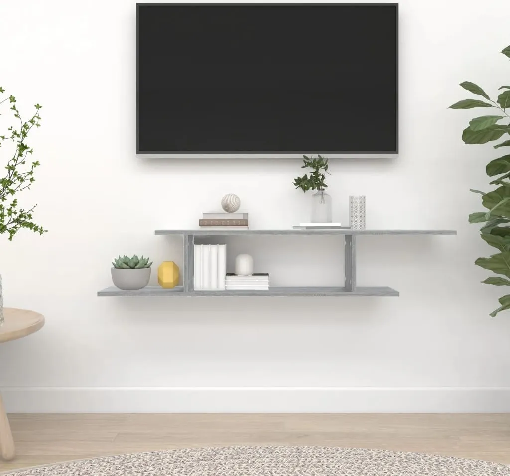 SYFAX Scaffale TV Parete Grigio Sonoma 125cm Legno Multistrato - 2