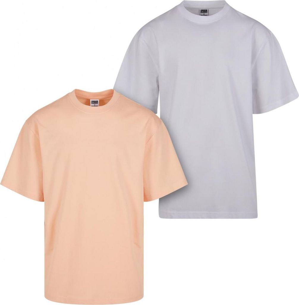 Urban Classics TB006A | Tall Tee 2-Pack T-Shirt Herren - Farbe: softapricot+white - Größe: L
